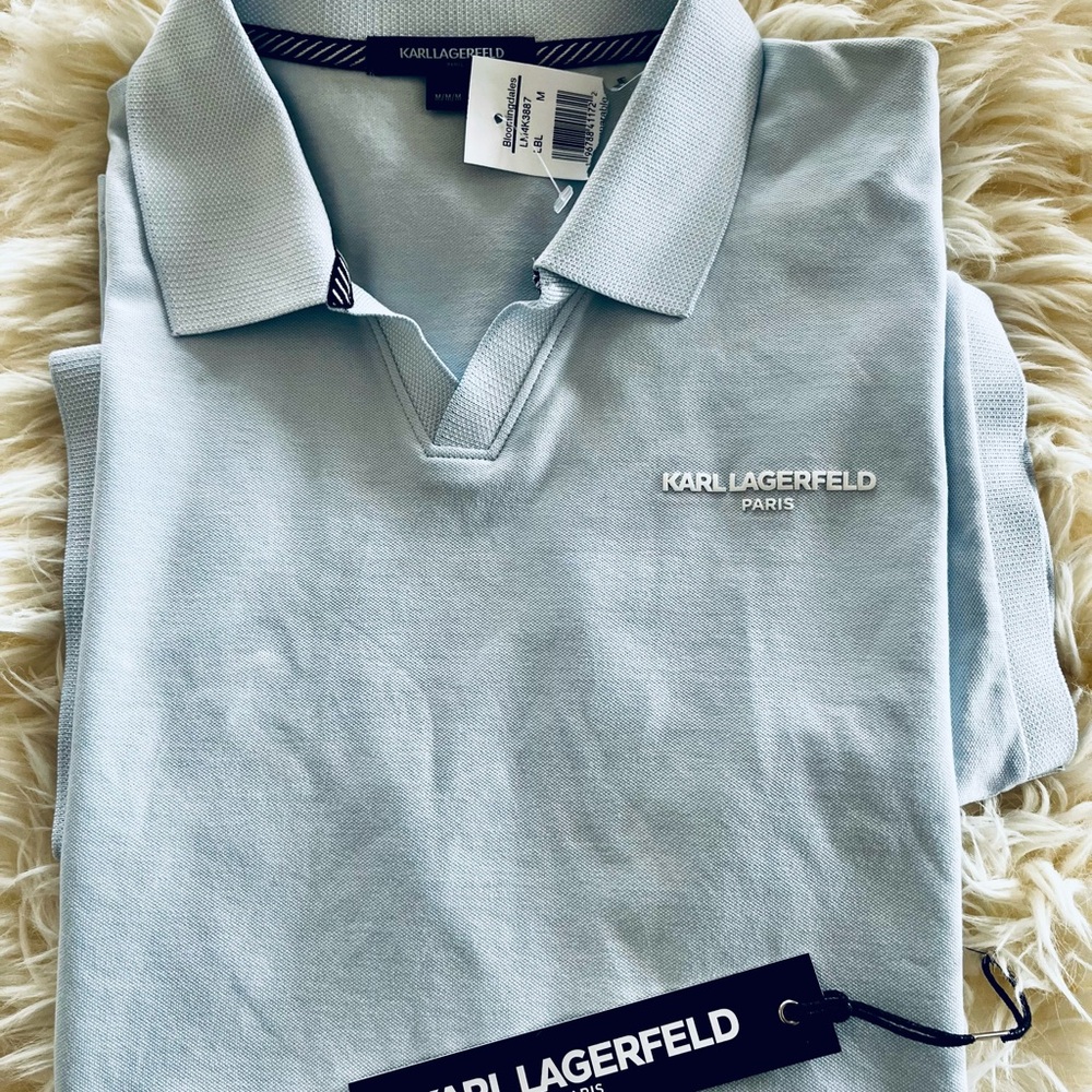 Karl Lagerfeld Blue Polo Shirt with Classic Collar